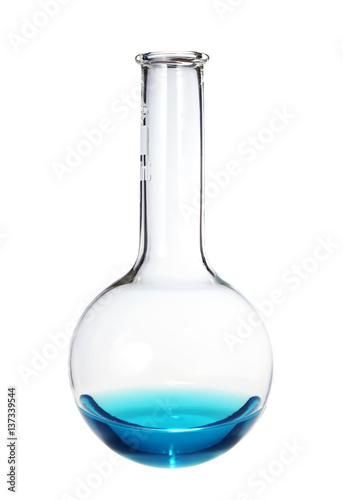 Test-tube with blue liquid isolated on white