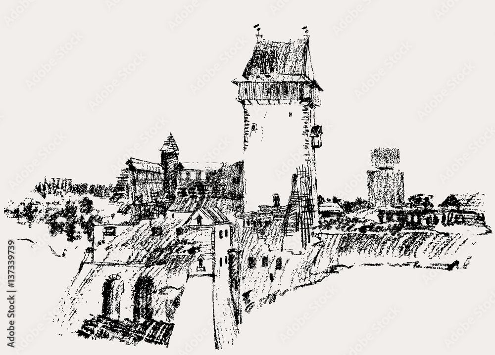 Sketch of an ancient fortress in northern Europe