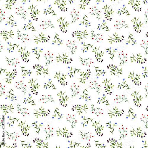 seamless pattern with watercolor doodle plants