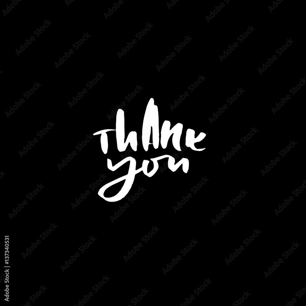 Obraz premium Thank You handwritten inscription. Hand drawn lettering. Thanks card. Vector illustration