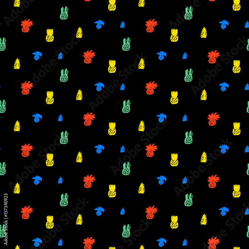 Tropical ditsy pattern with fruits and leafs