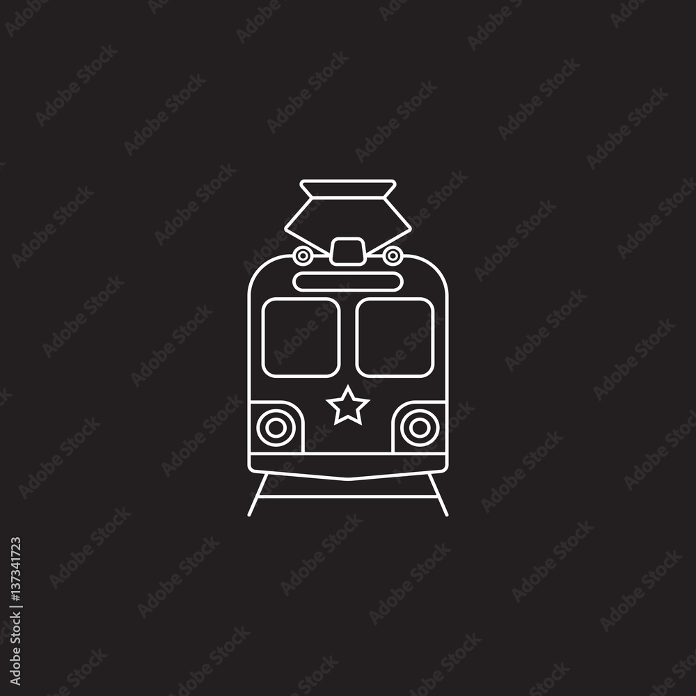 tram icon, public transport symbol vector graphics, a linear pattern on a black background, eps 10. tram icon, public transport symbol vector graphics, a linear pattern on a black background, eps 10.