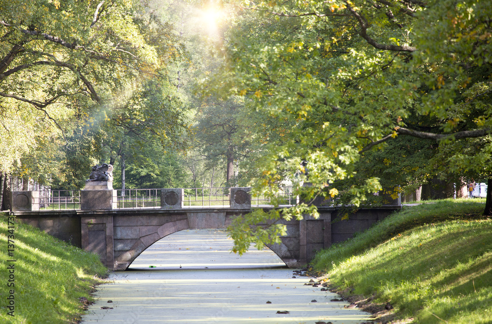 Obraz premium bridge in the Alexander Park in Pushkin (Tsarskoye Selo), near Saint Petersburg
