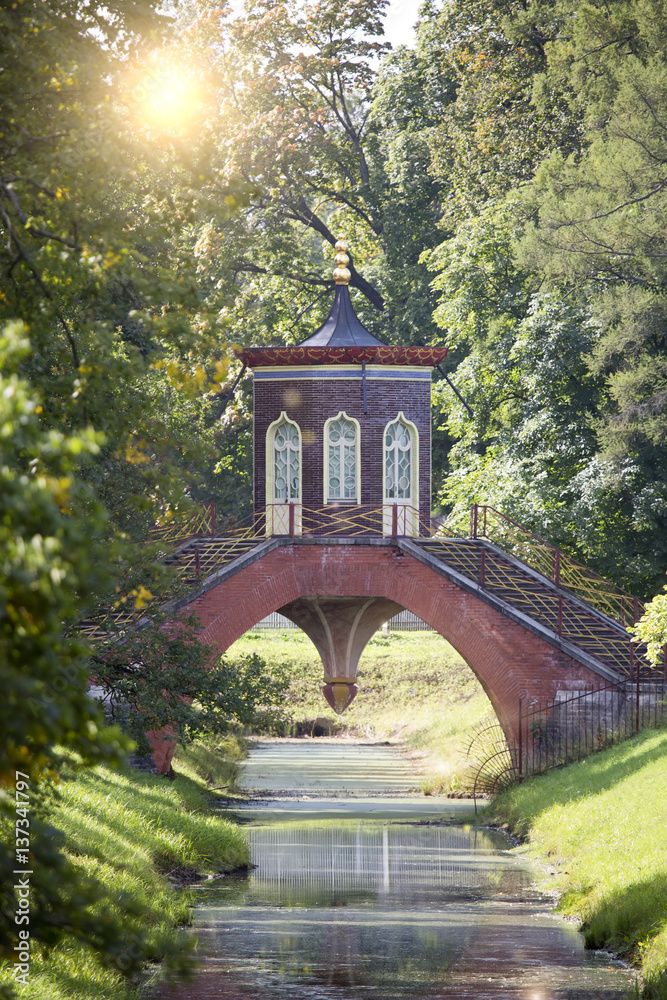 Obraz premium Chinese bridge (1786) in the Alexander Park in Pushkin (Tsarskoye Selo), near Saint Petersburg