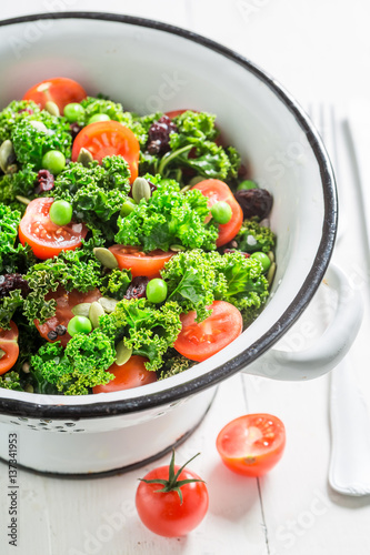 Healthy kale salad full of vitamin and minerals