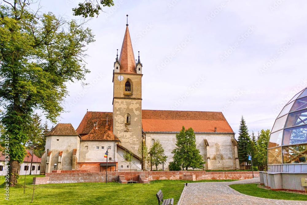 Hungarian catholic church with garden, targu mures, romania