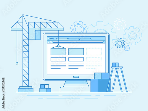 Vector illustration in trendy flat and linear style