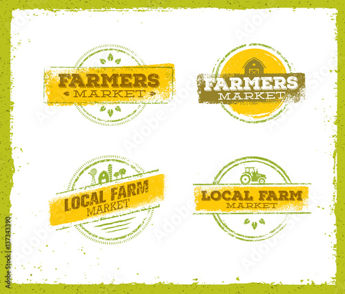 Local Farm Logo, Local Farm Food Concept, Local Farm Creative Vector, Local Farm Design Element. Local Farm Stamp Set