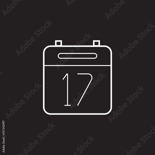 Calendar thin line icon, outline vector logo illustration, linear pictogram isolated on black