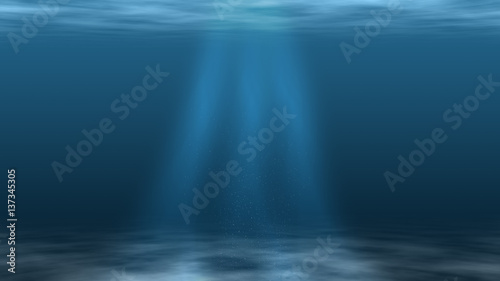 Underwater Scene With Sun Light and Plankton