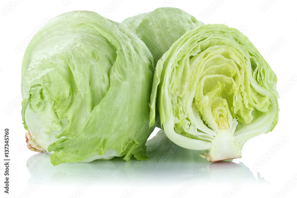 Eisbergsalat Salat geschnitten frisch Gemüse Freisteller freigestellt  isoliert Stock Photo | Adobe Stock