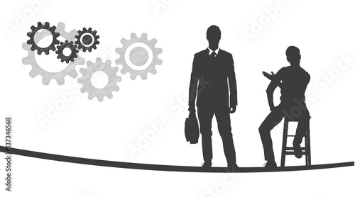 Geschäftsmänner mit Zahnrädern | Silhouetten