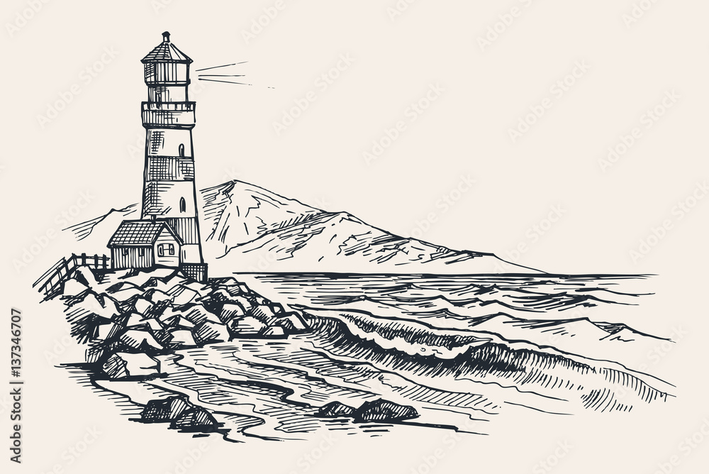 Lighthouse vector drawing
