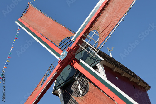 Wooden dutch windmill with blades at Retranchement Zeeland. Zeeuws Vlaanderen photo