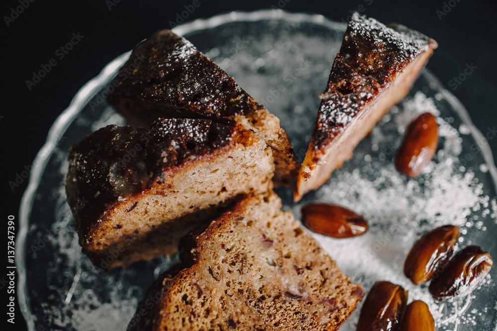 Fototapeta premium Сhocolate cake and dates