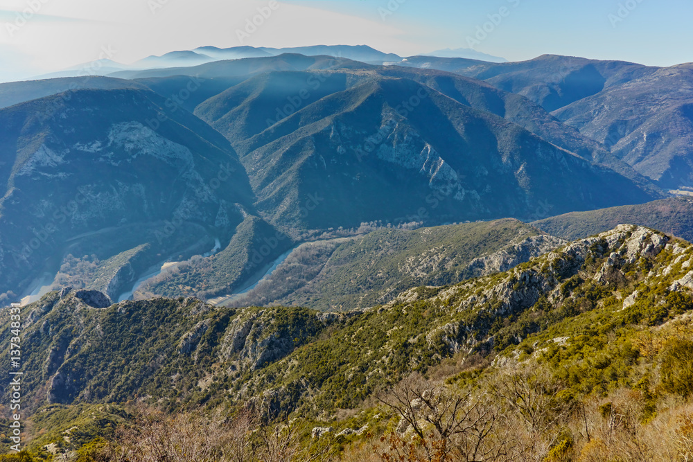 Amazing Panorama of Nestos Gorge near town of Xanthi, East Macedonia and Thrace, Greece