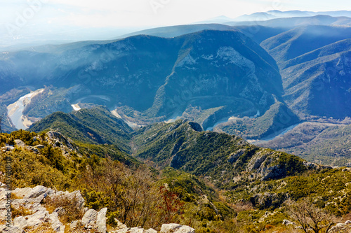 Amazing Panorama of Nestos Gorge near town of Xanthi, East Macedonia and Thrace, Greece photo