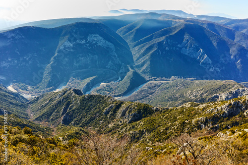 Amazing Panorama of Nestos Gorge near town of Xanthi, East Macedonia and Thrace, Greece photo