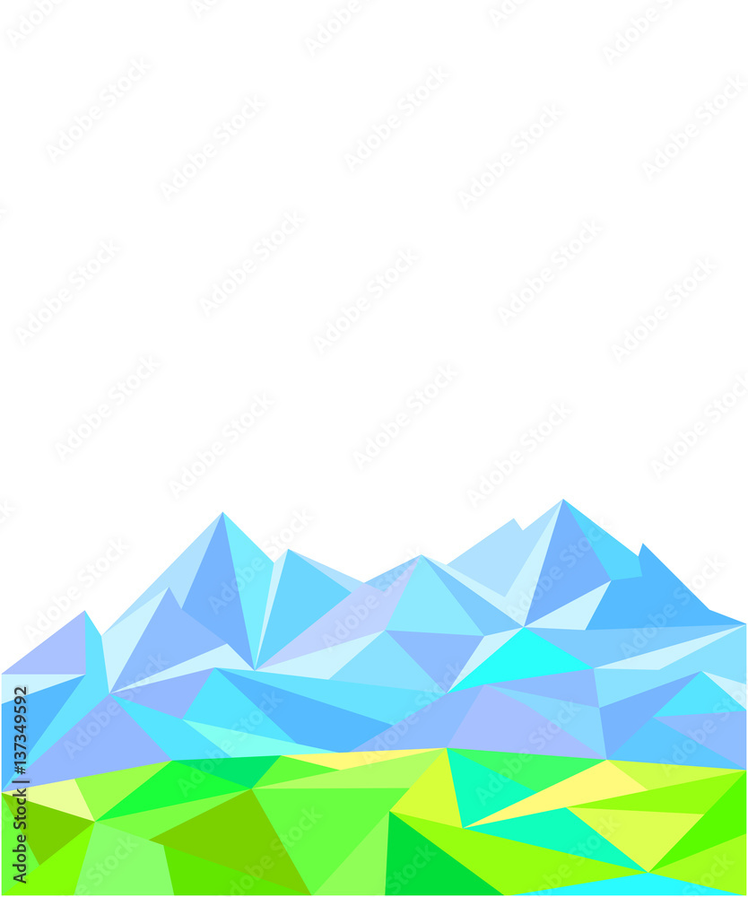 Abstract geometric polygon background graphic, image of nature, mountains and meadows