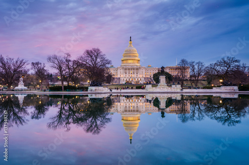 The United States Capitol at sunset, in Washington, DC. photo