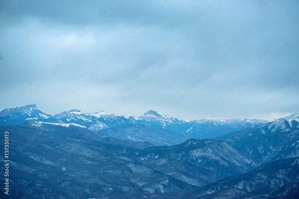 Majestic winter mountains panorama