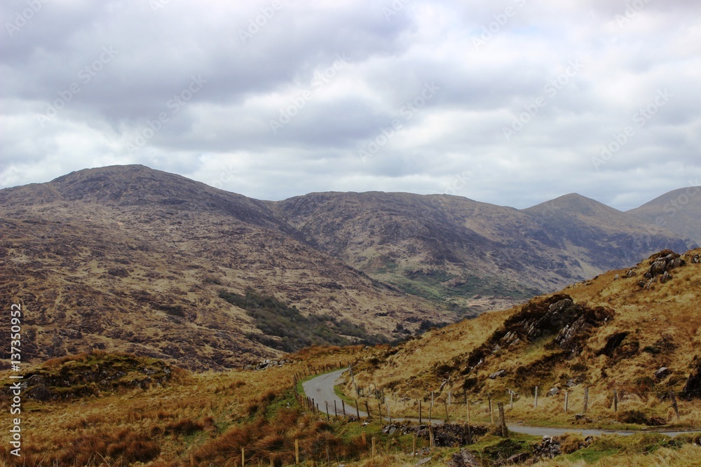 Irish landscape as Gap of Dunloe in Killarney National Park,Kerry,Ireland, cloudy day