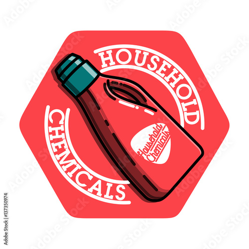 Color vintage household chemicals emblem