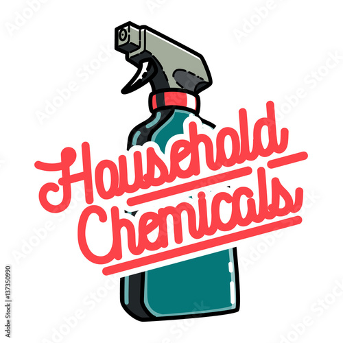 Color vintage household chemicals emblem