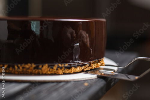 cake covered in chocolate