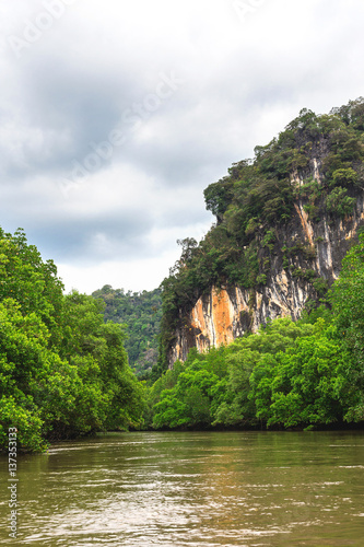 Limestone rocks surrounded by the emerald lagoon