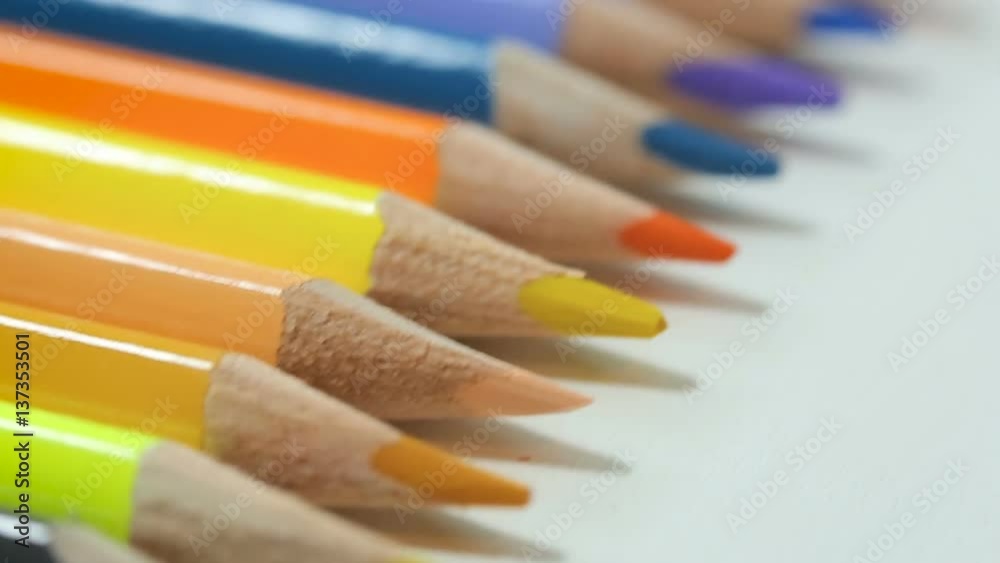 Color pencils on white table Color pencils on white table