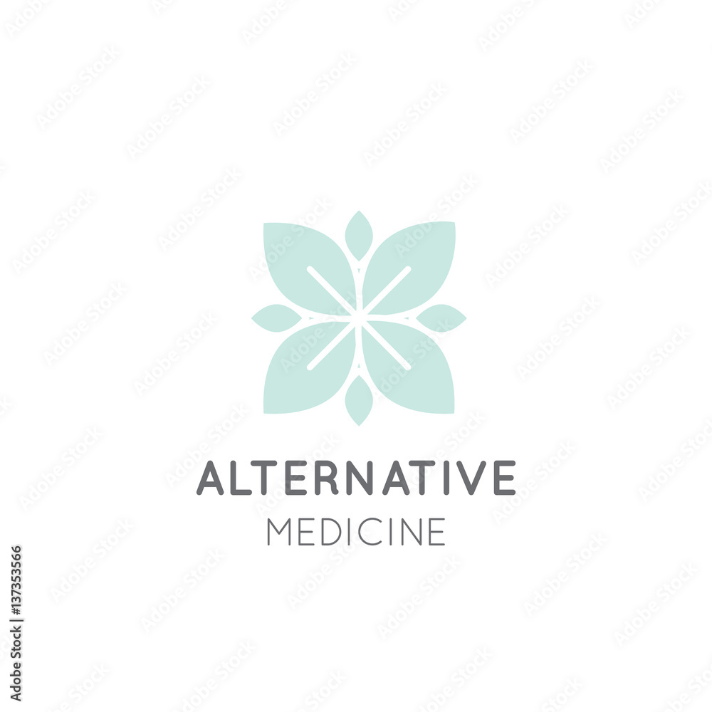 Vector Icon Style Logo Sign of  Alternative Medicine. IV Vitamin Therapy, Anti-Aging, Wellness, Ayurveda, Chinese Medicine. Holistic centre. Green Energy Mandala