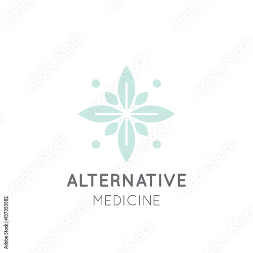 Vector Icon Style Logo Sign of  Alternative Medicine. IV Vitamin Therapy, Anti-Aging, Wellness, Ayurveda, Chinese Medicine. Holistic centre. Green Energy Mandala
