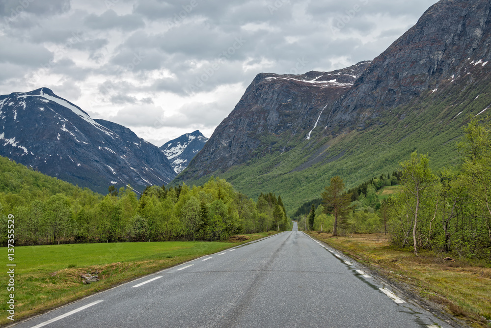 Scenic drive route #63 to Trollstigen, Norway.