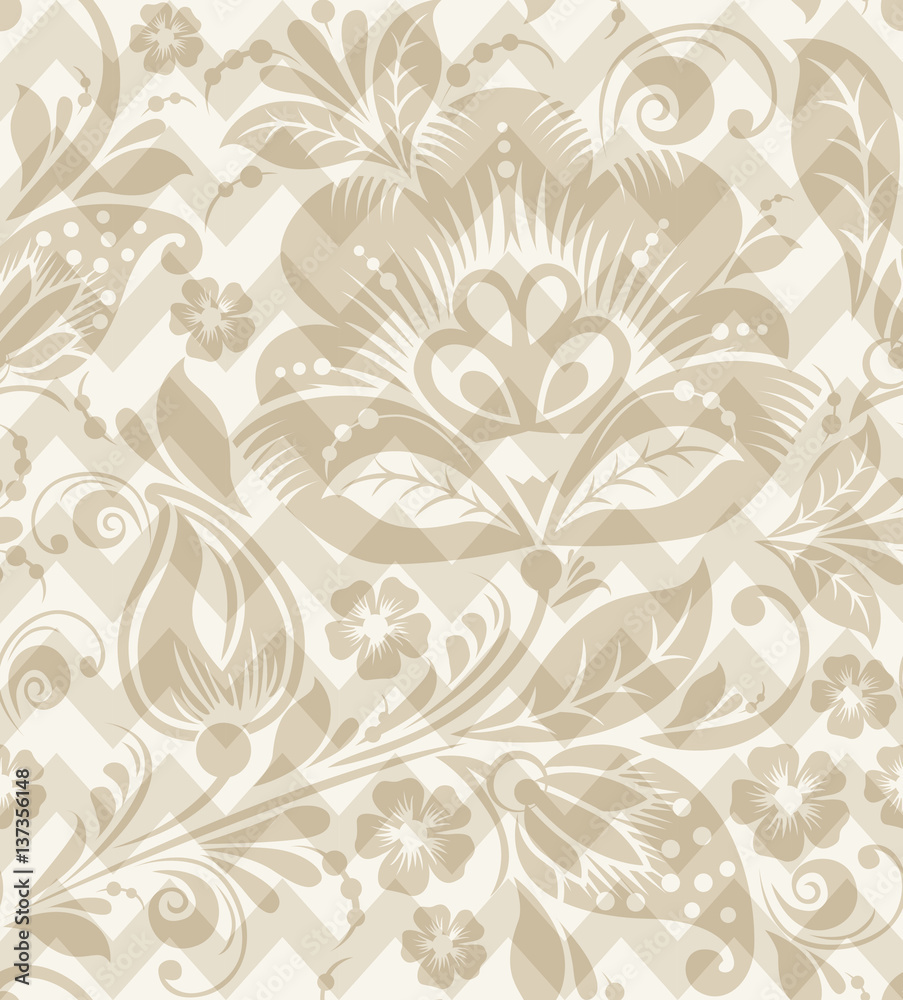  illustration of seamless pattern with abstract flowers.Floral background