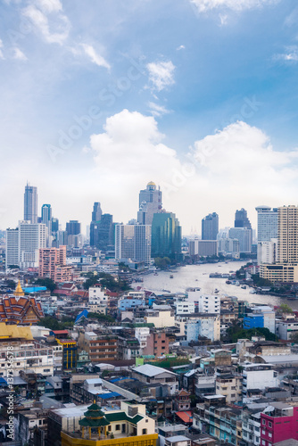 cityscape Bangkok skyline, Thailand. Bangkok is metropolis and favorite of tourists live at between modern building / skyscraper, Community residents and various religions buildings are peacefully