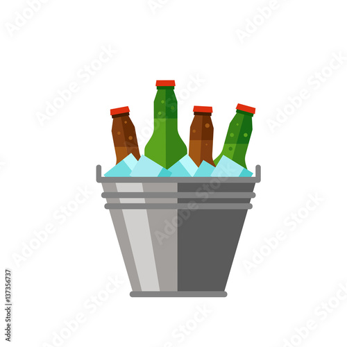 Beer bucket with ice icon