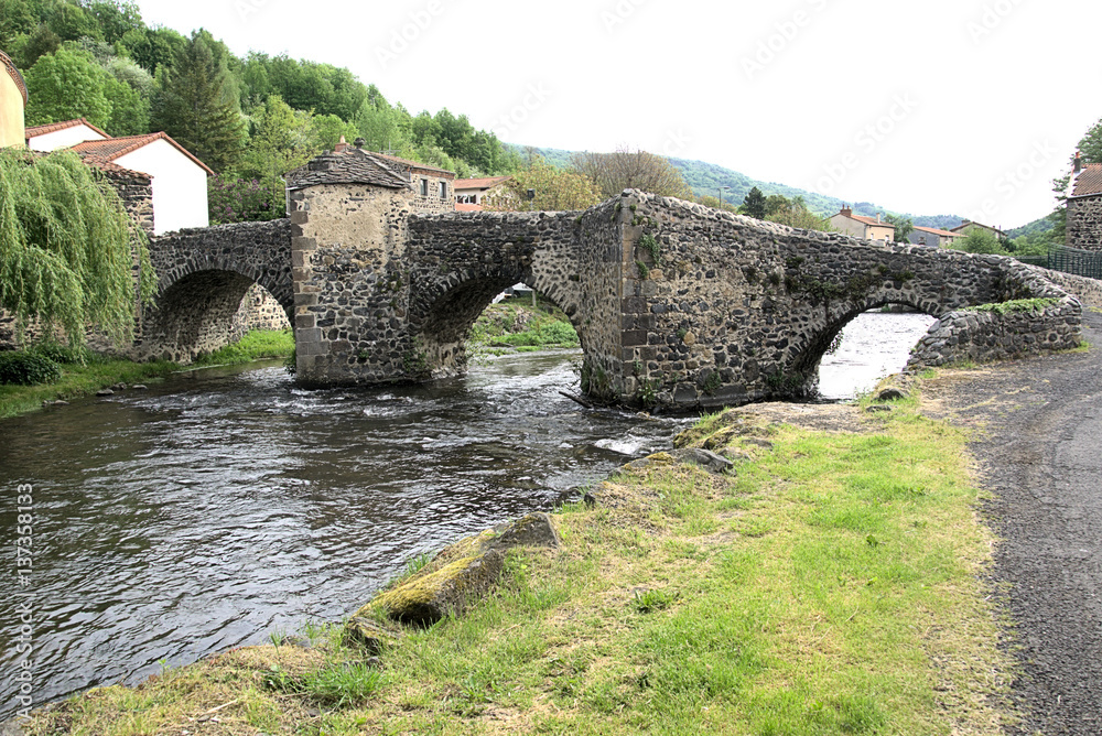 Die mittelalterliche Brücke über die Couze Pavin in Saurier, Bild 3, Vulkanauvergne