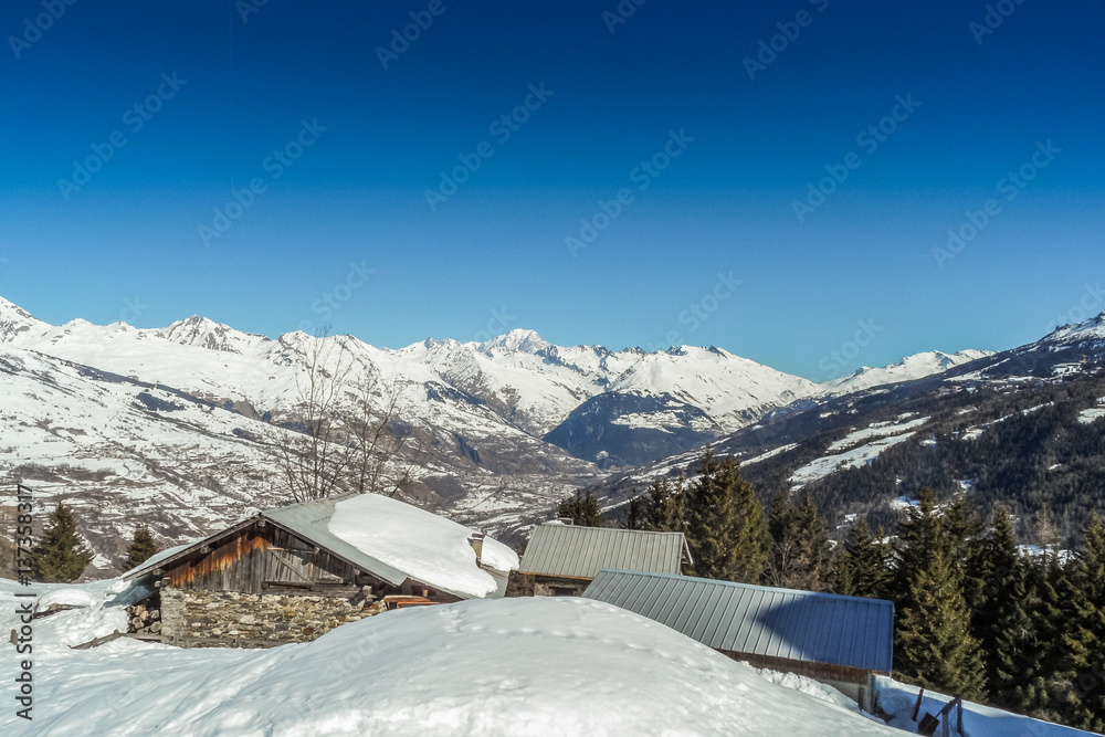 Views of the ski area Les arcs, France.