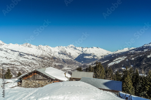 Views of the ski area Les arcs, France.