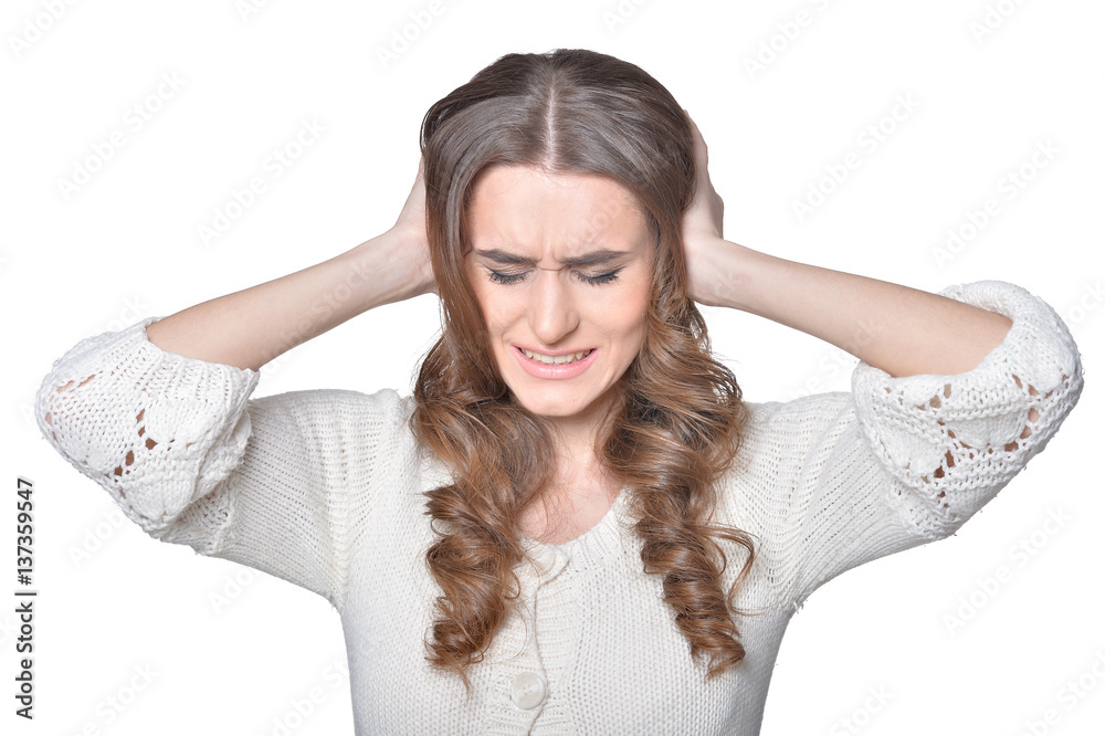 Fototapeta premium stressed young woman