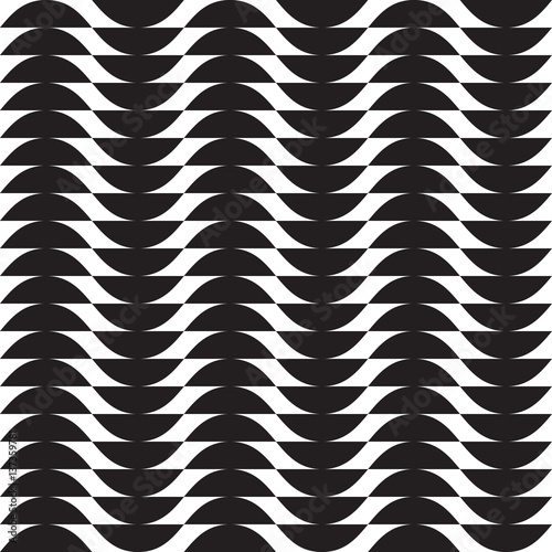 Seamless abstract vector black and white wavy pattern