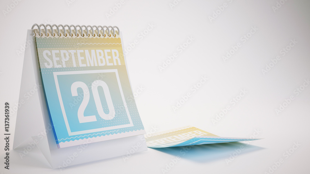 3D Rendering Trendy Colors Calendar on White Background - september 20 3D Rendering Trendy Colors Calendar on White Background - september 20
