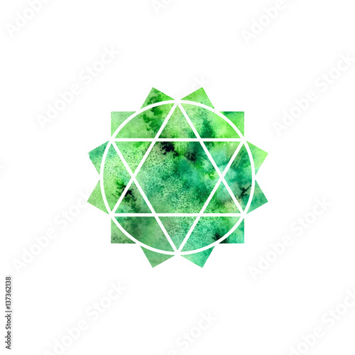 Anahata chakra. Sacred Geometry. One of the energy centers in the human body. Object for design intended for yoga. Vector illustration.