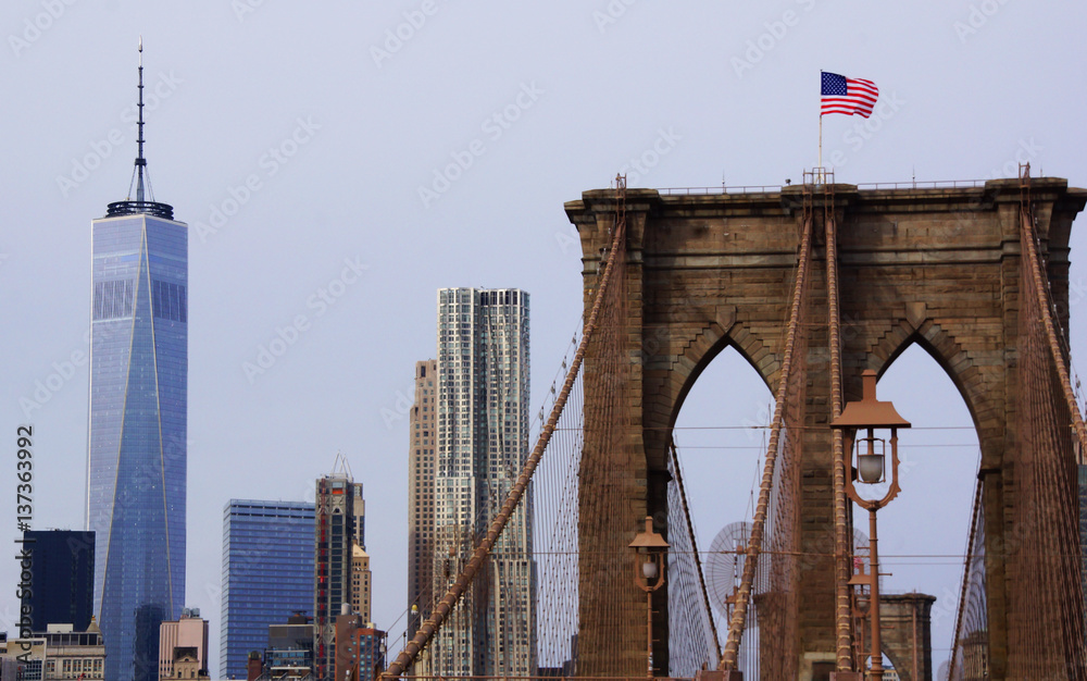 Fototapeta premium Manhattan Panorama from the Brooklyn Bridge