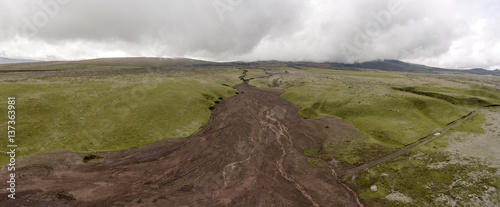 Canvas-taulu Aerial view of a lahar or mud flow on the slopes of Cotopaxi Volcano in the Ecuadorian Andes