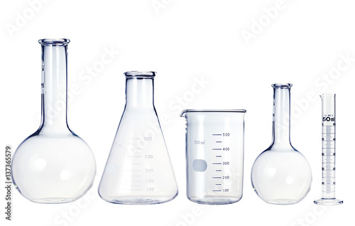 Test-tubes isolated on white. Laboratory glassware photo