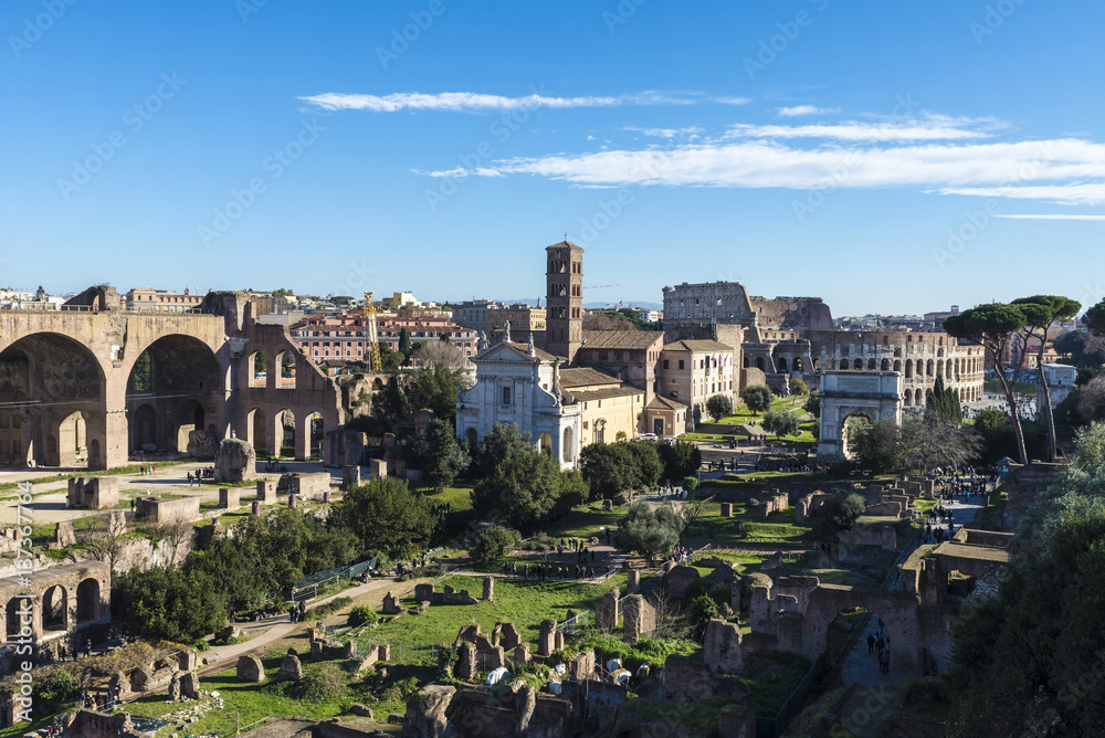 Roman ruins of the Palatino in Rome, Italy