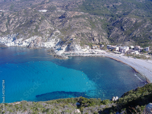 The beach of Pietracorbara in a bay in Upper Corsica, France