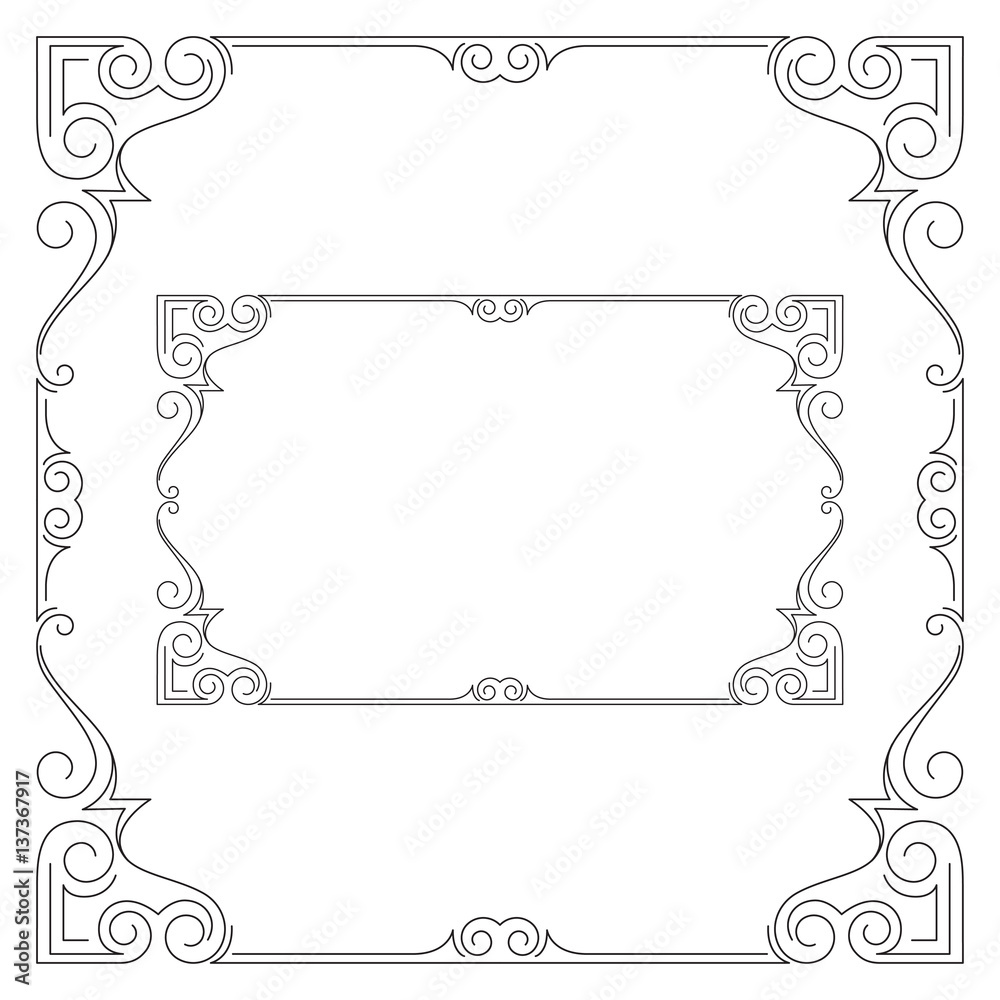 Ornate black frames, square and rectangular. Ornate black frames, square and rectangular.
